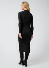 Ribbed Polo Maternity Nursing Midi Dress