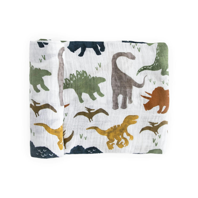 Cotton Muslin Swaddle Blanket - Dino Friends