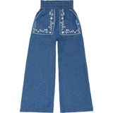 girls chambray embroidered pant