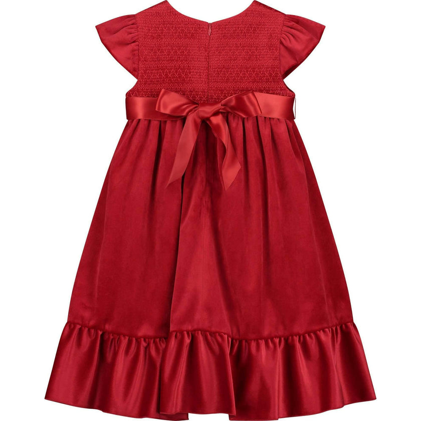 Poppy Smocked Velvet Girls Party Dress