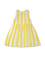 Sleeveless Dress White And Yellow Stripes