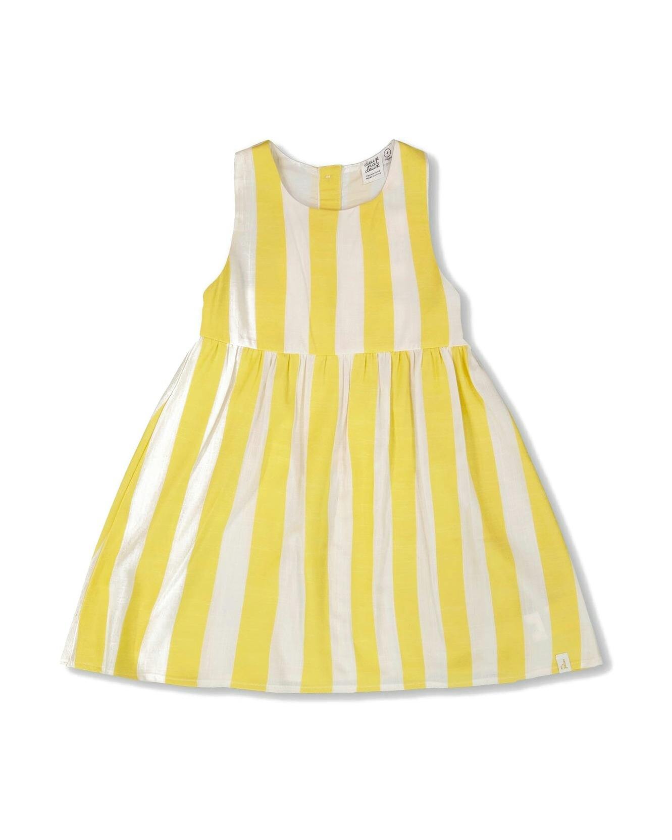 Sleeveless Dress White And Yellow Stripes
