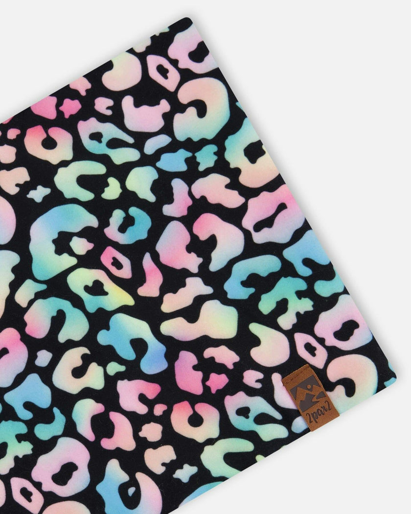 Stretch Jersey Neck Tube Black Animal Print