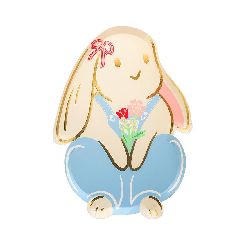 Bunnies In The Garden Overalls Large Plates
