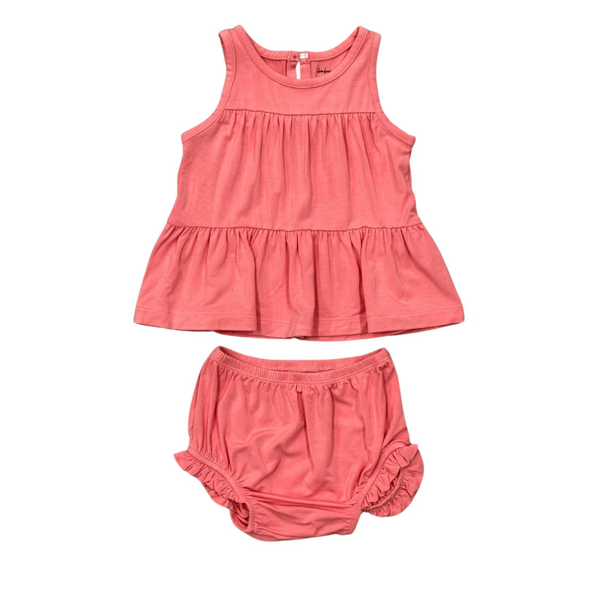 Baby Girl Double Peplum Tank & Bloomer Set in Strawberry Ice