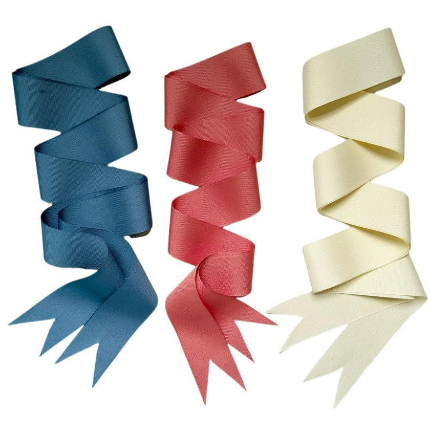 Ivory, French Blue & Coral Grosgrain Ribbon Pack - Long