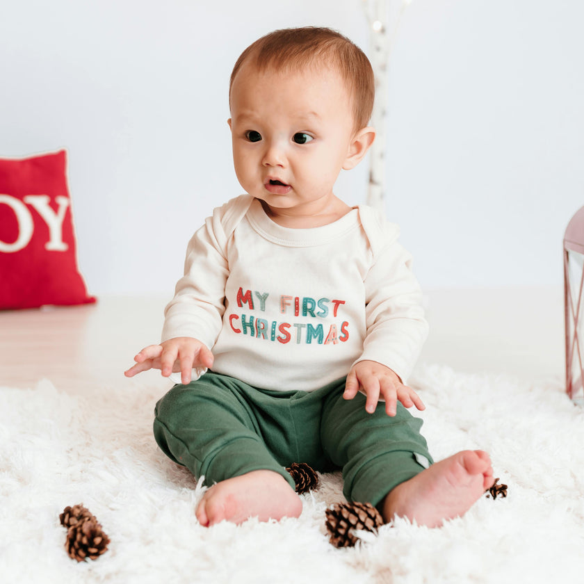 graphic bodysuit | my first christmas (long sleeve)