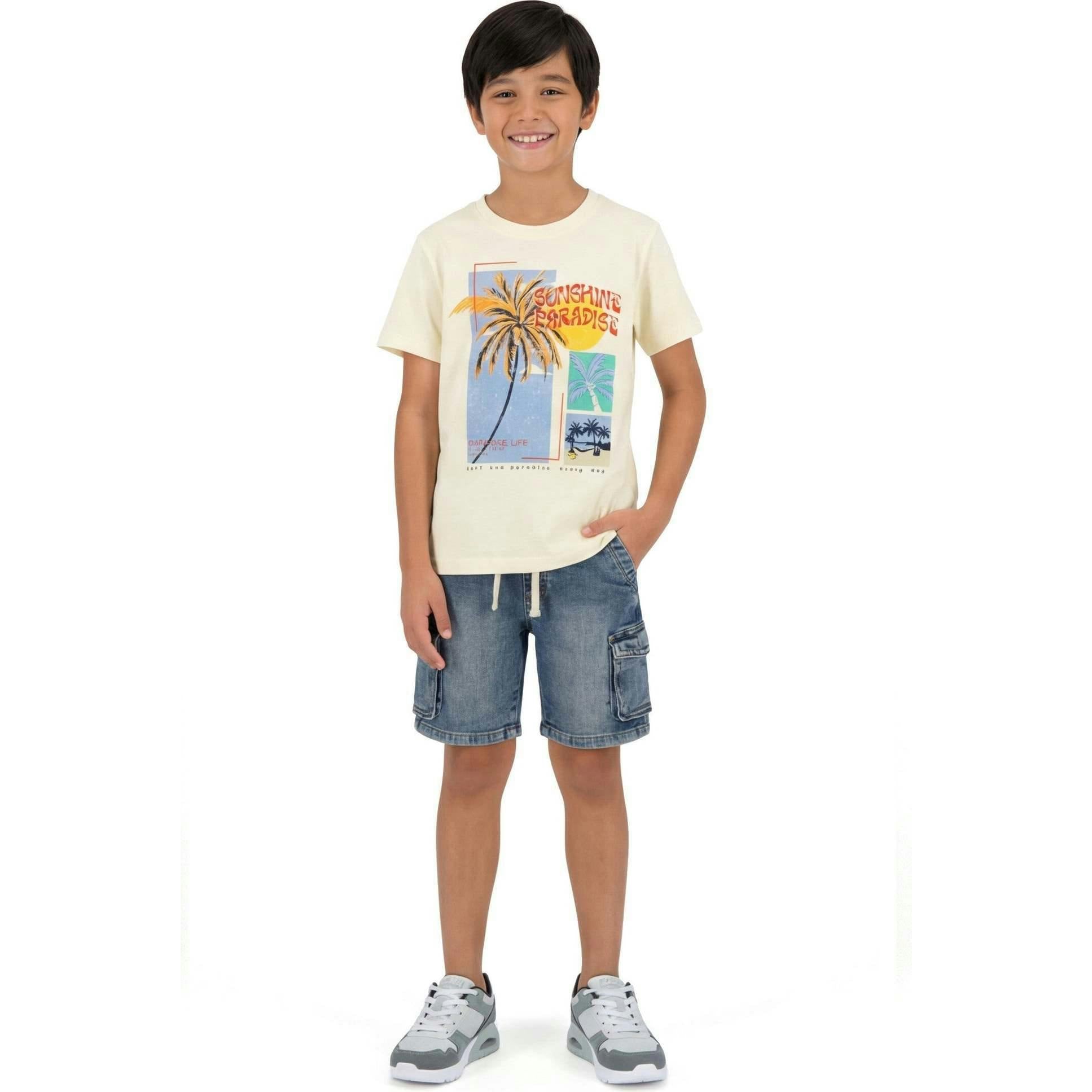 Big Kid Boys Graphic Tee | White Palm Tree