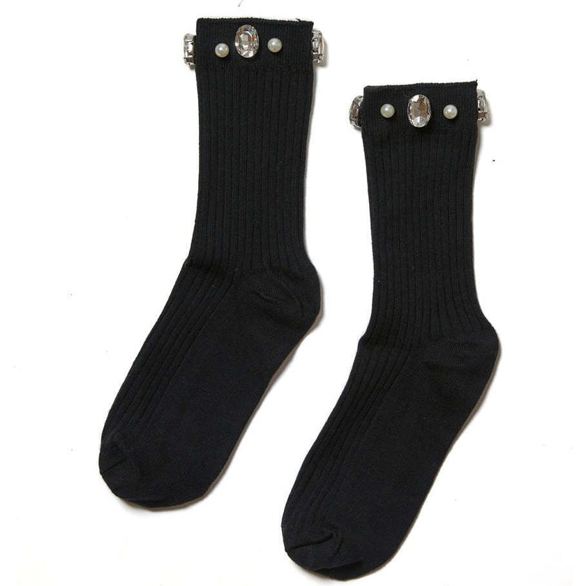 Crystal Ribbed Crew Socks