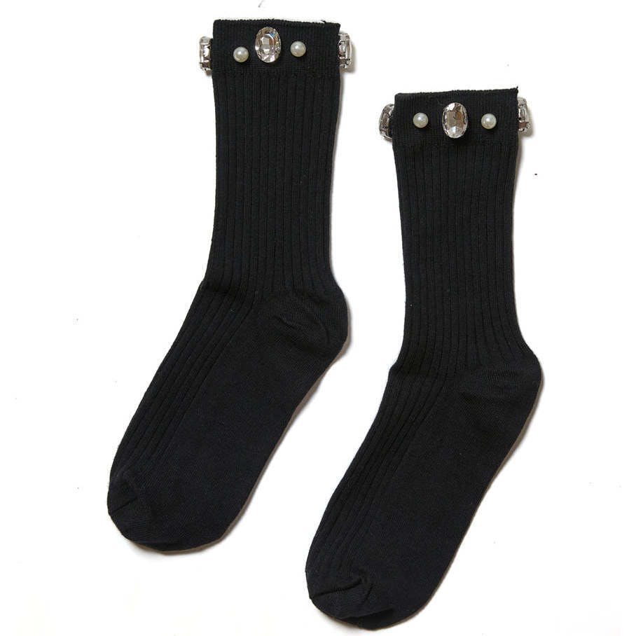 Crystal Ribbed Crew Socks