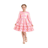 Pink Metallic Ruffle Party Dress