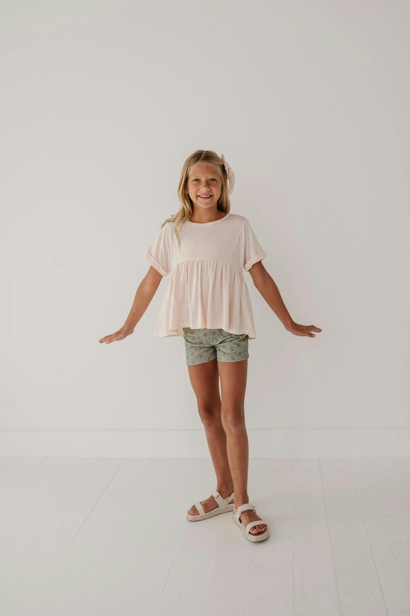 Girl's Printed Twill Shorts Ebba Viney Floral