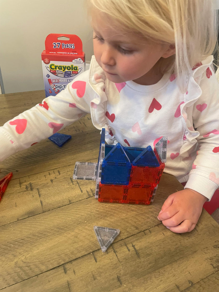 Crayola Red White Blue PIP Magnetic Tiles 27pc