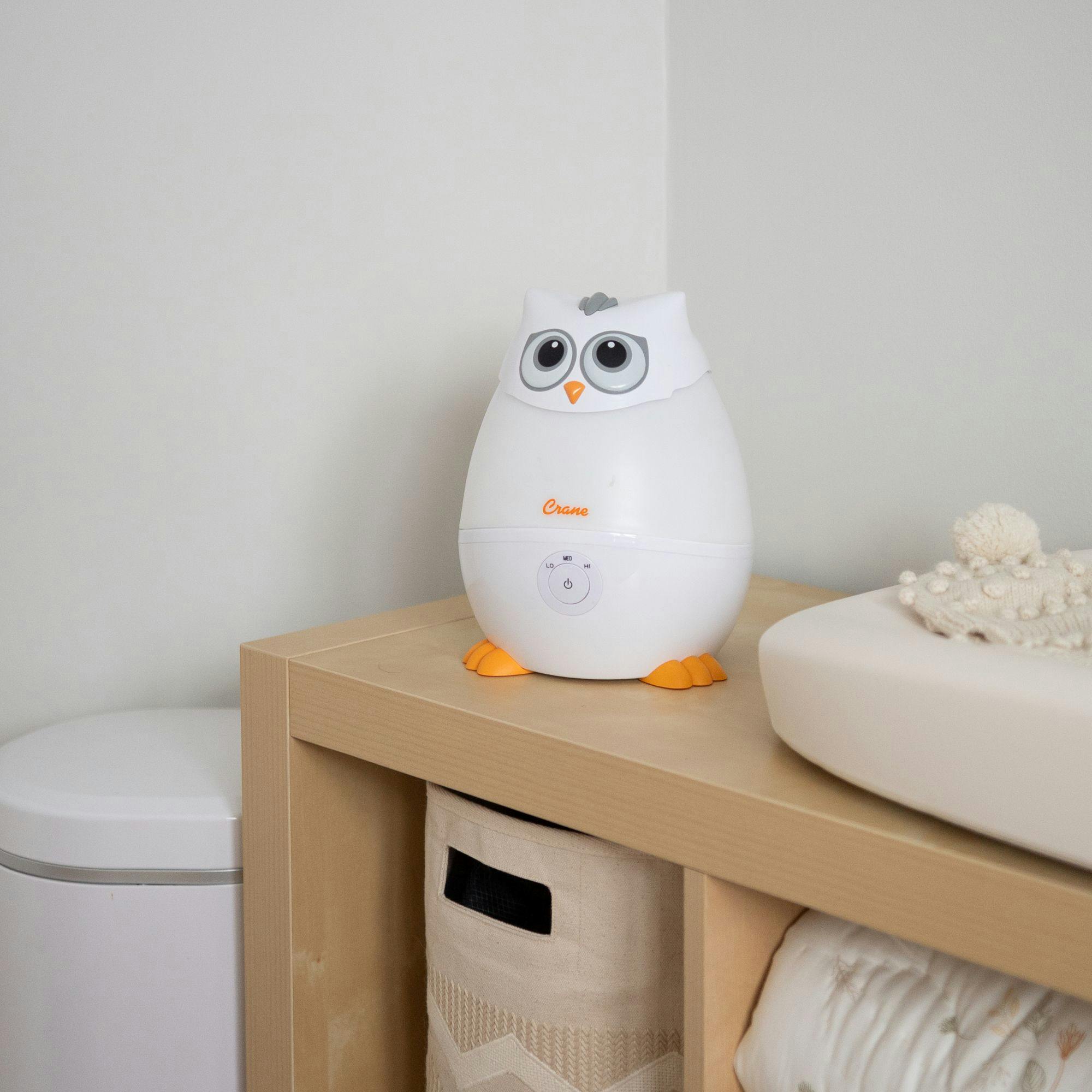 Mini-Adorable Snow Owl 0.5 Gal. Baby Humidifier, Cool Mist with Aroma Tray & Night Light