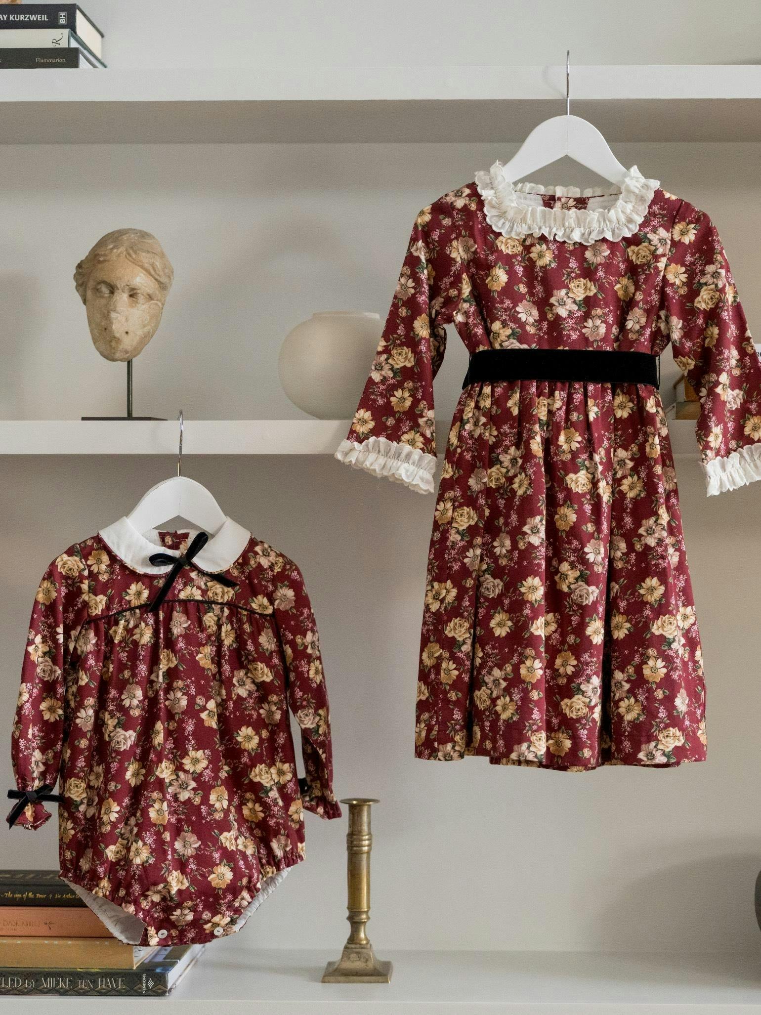 Burgundy Floral Silas Girl Dress