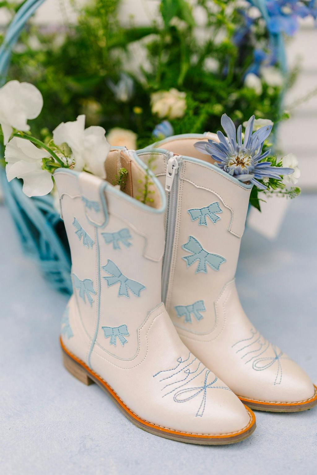 Cowgirl Baby Blue Bow Boots