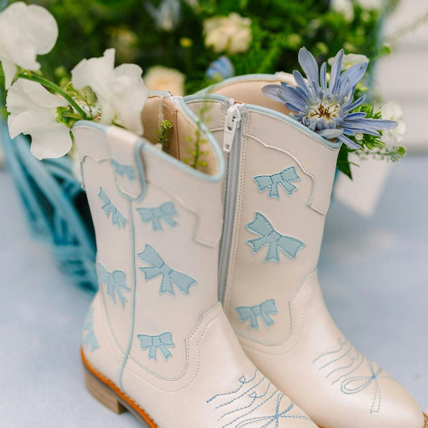 Cowgirl Baby Blue Bow Boots