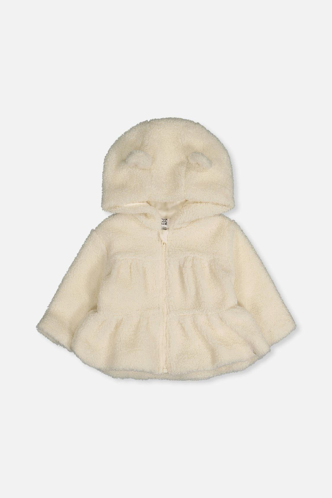 Hooded Zip Sherpa Jacket Off-White