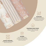 Violet Cotton Muslin Swaddle Blanket Set (Wildflower, Set of 3)