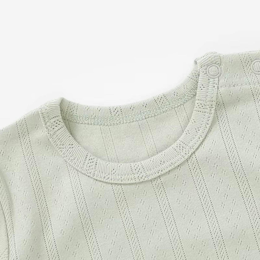Organic Cotton Pointelle Long Sleeve Romper