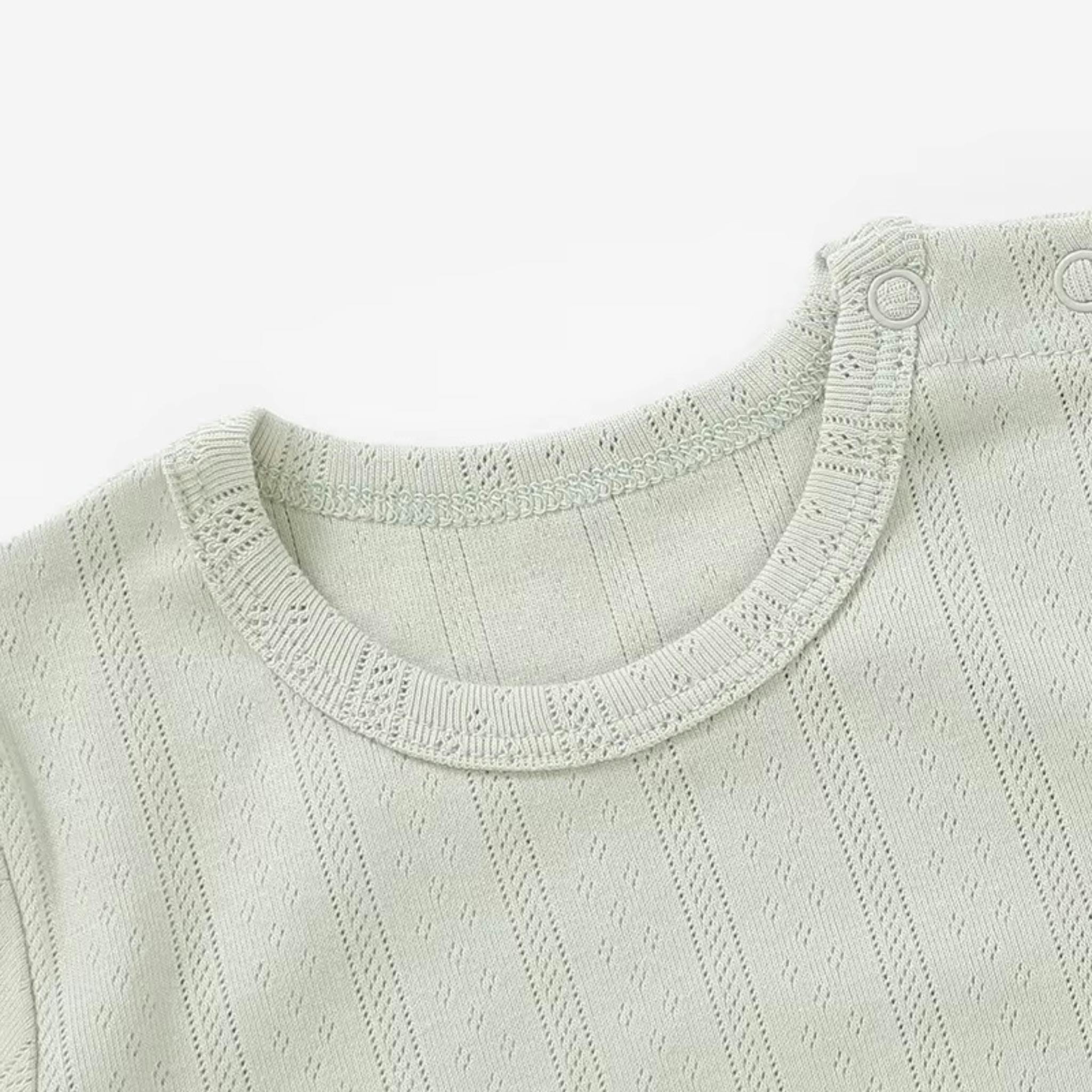 Organic Cotton Pointelle Long Sleeve Romper
