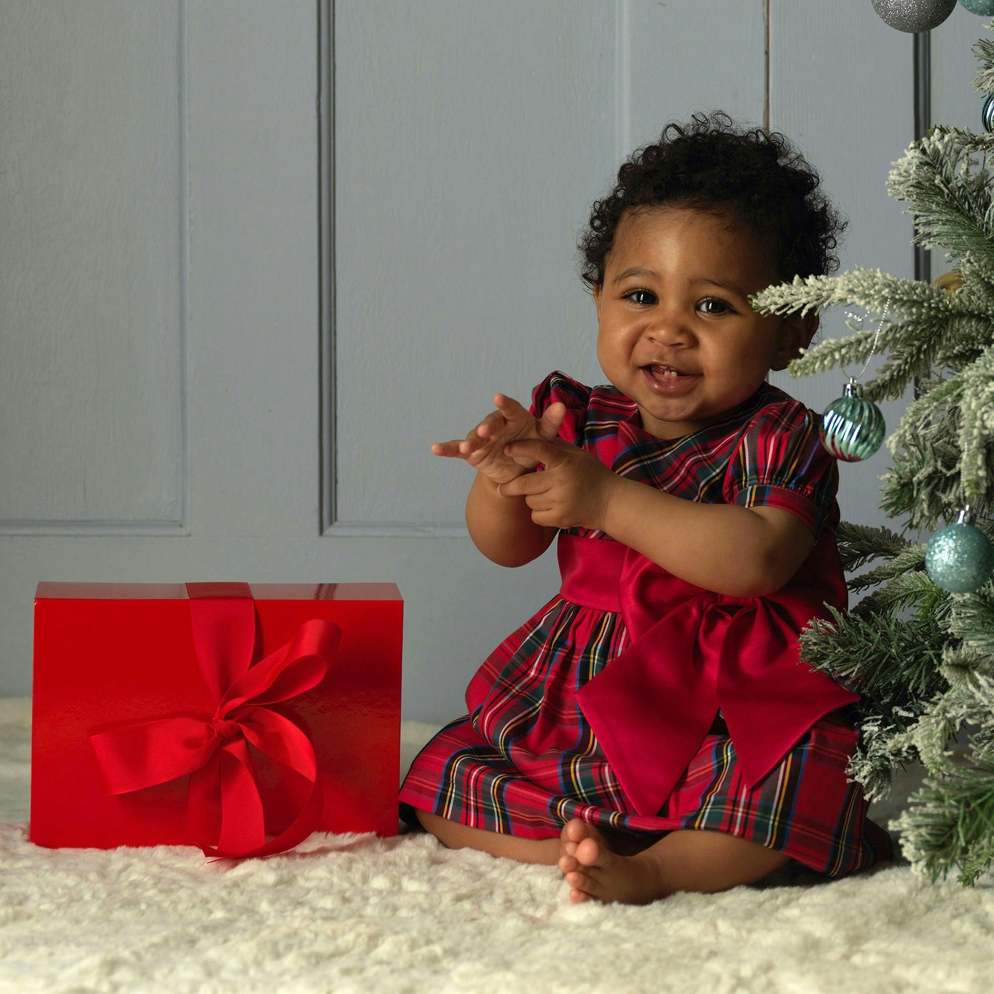 Baby Red Tartan Bow Dress
