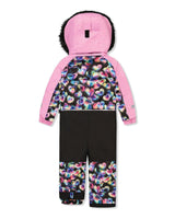 Kids One Piece Play Snowsuit Black Heart Print
