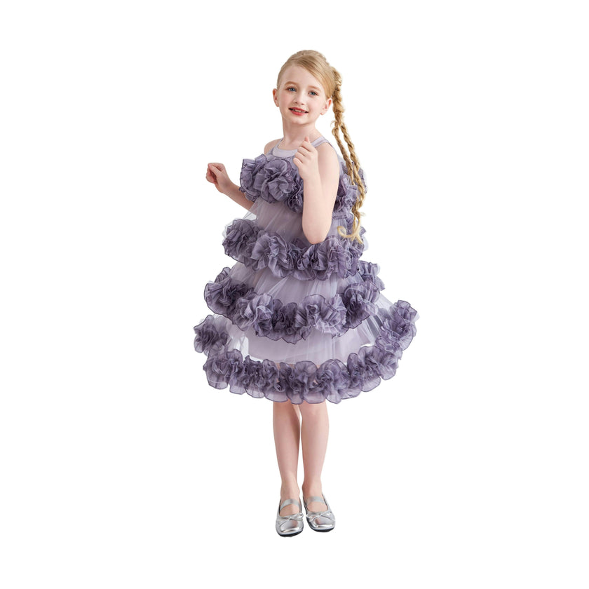Purple Elysia Tiered Ruffle Dress