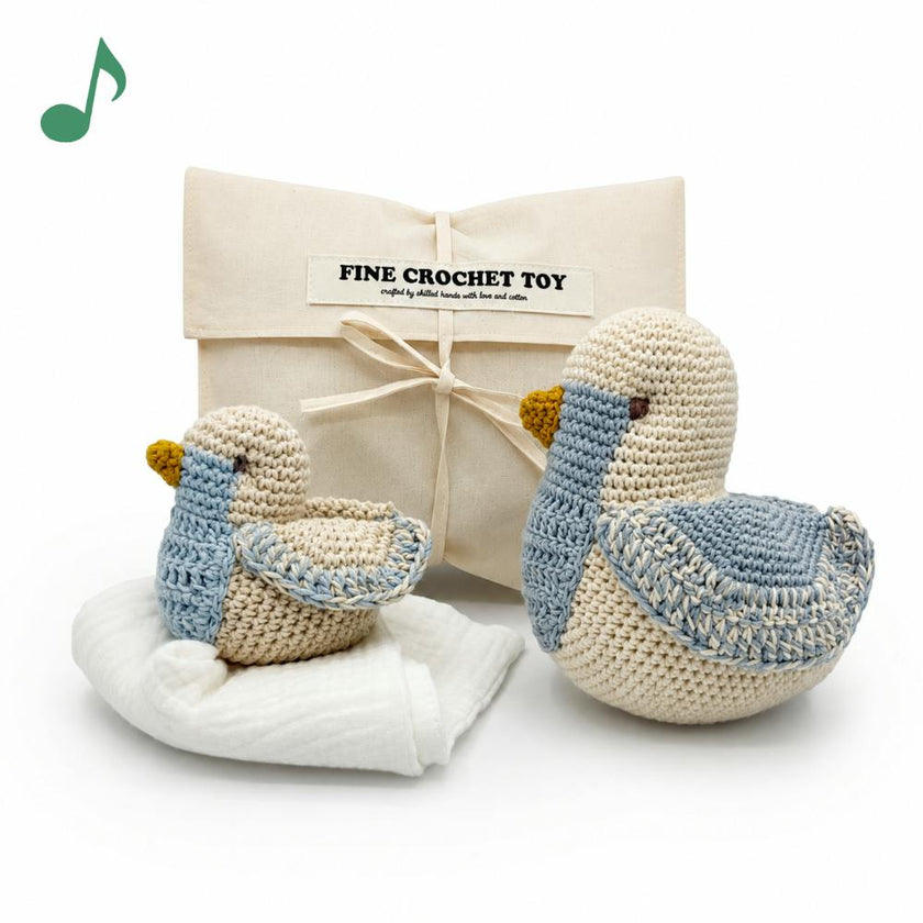 Blue Chickadee Gift Box 🪺 100% organic cotton music box and lovey