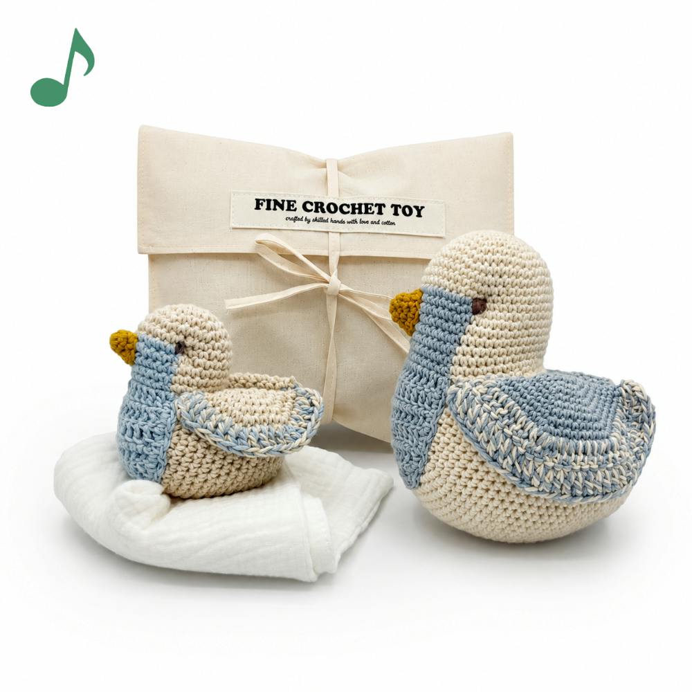 Blue Chickadee Gift Box 🪺 100% organic cotton music box and lovey