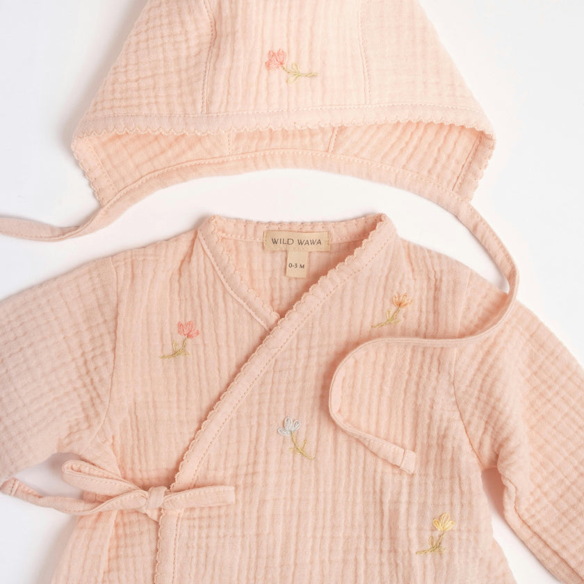 Gauze Bundle Set in Embroidered Flowers