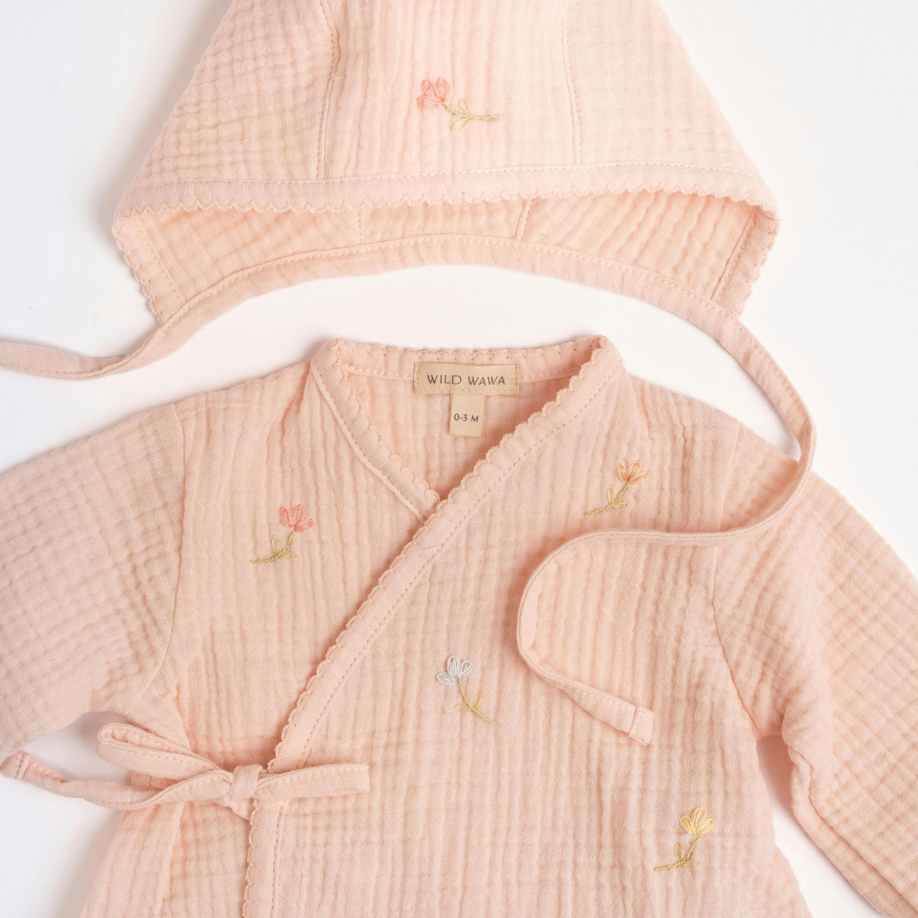Gauze Bundle Set in Embroidered Flowers