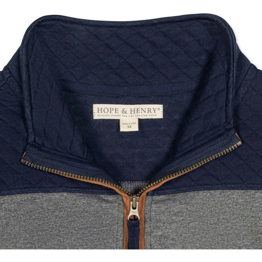Organic Long Sleeve French Terry Half-Zip Pullover, Grey