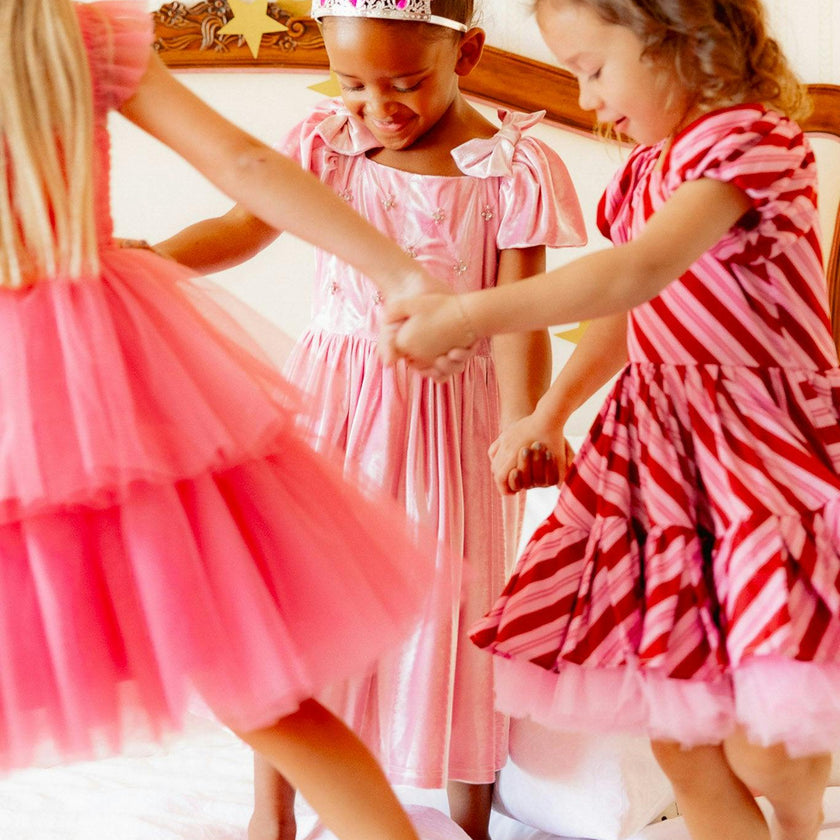 Mini Tiara Dress in Pink Velvet