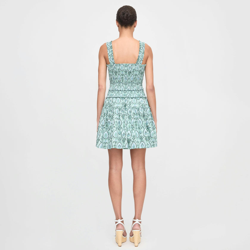 The Azalea Mini Nap Dress - Green Palm Ikat