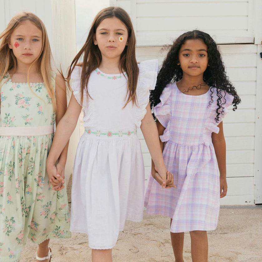 Linen Flutter Sleeve Pinafore Dress
