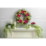 Hydrangea Dahlia Wreath - Fuchsia & Green Spring Summer Door Decor