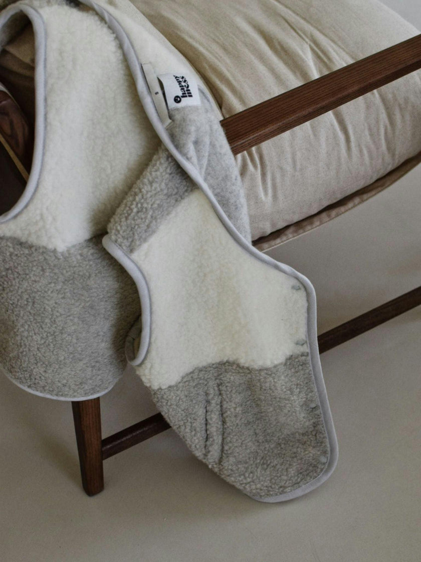 adult merino wool vest - cream & grey