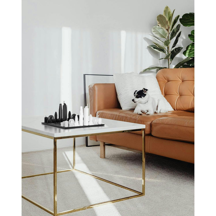Chess Set Acrylic LOS ANGELES with Wood Map Board