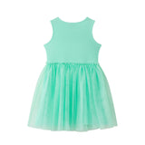 Girls Chenille Floral Sweatshirt & Tulle Tank Dress Set | Aqua