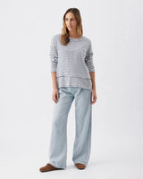 Claudette Long Sleeve Nursing Top White / Ink