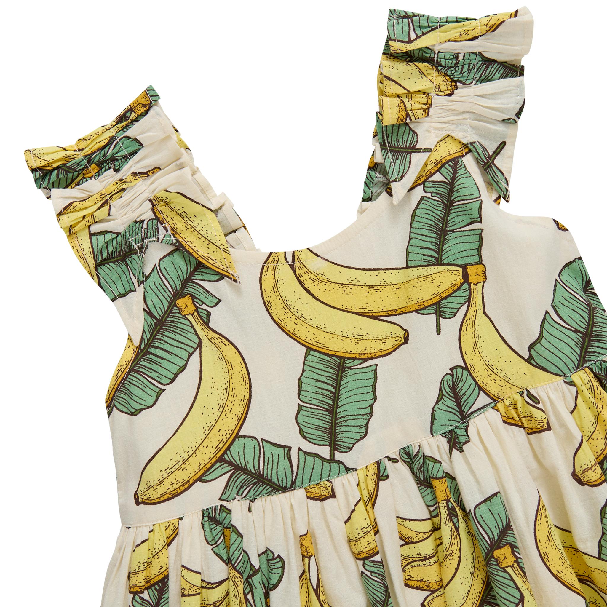 Girls Via Dress - Banana Leaves
