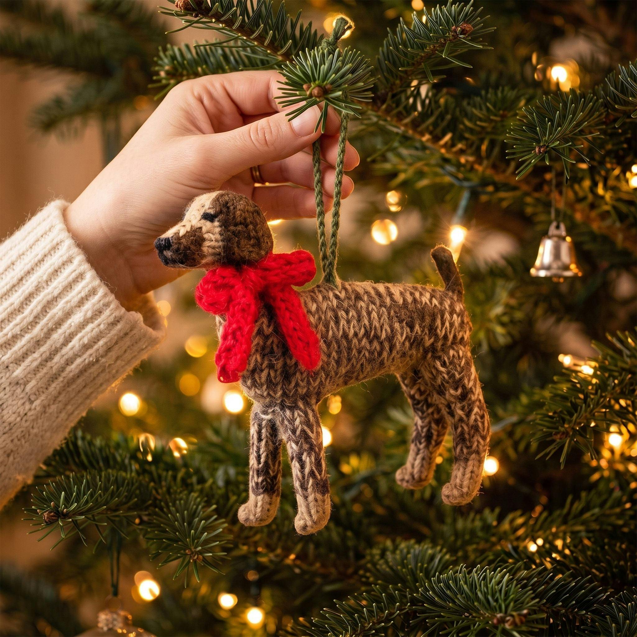 German Short Haired Pointer Dog Hand Knit Christmas Ornament