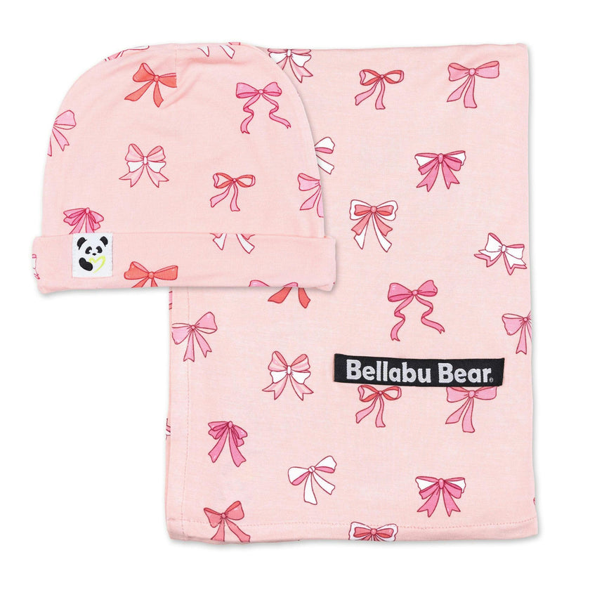 Take A Bow Bamboo Swaddle & Beanie Set