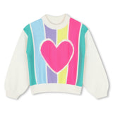 Multicolored Striped Heart Sequin Sweater