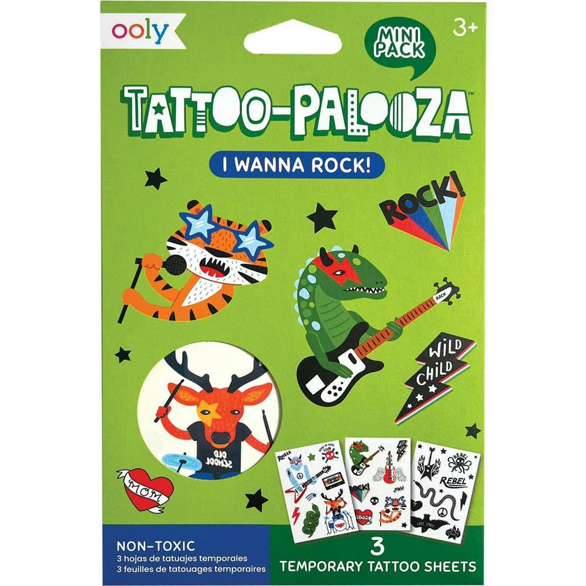 Tattoo Palooza Temporary Tattoos Mini Pack - I Wanna Rock! - 3 Sheets