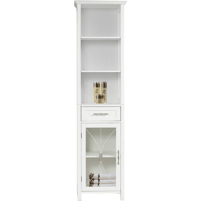 Delaney Wooden Linen Cabinet with Drawer and Open Shelves