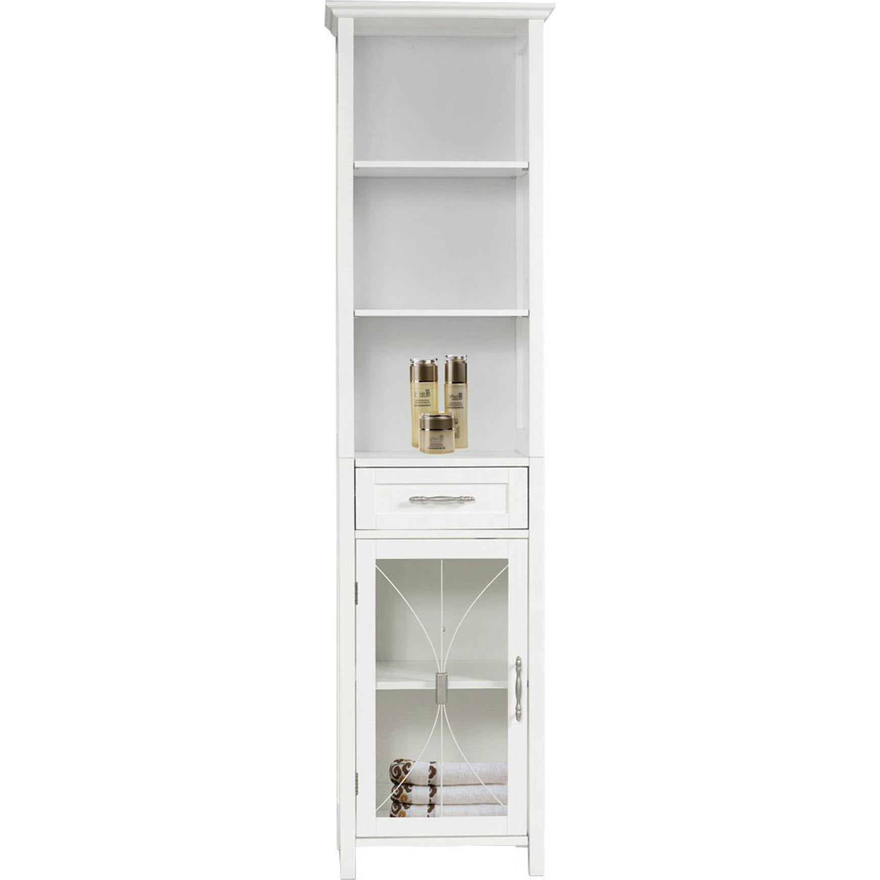 Delaney Wooden Linen Cabinet with Drawer and Open Shelves