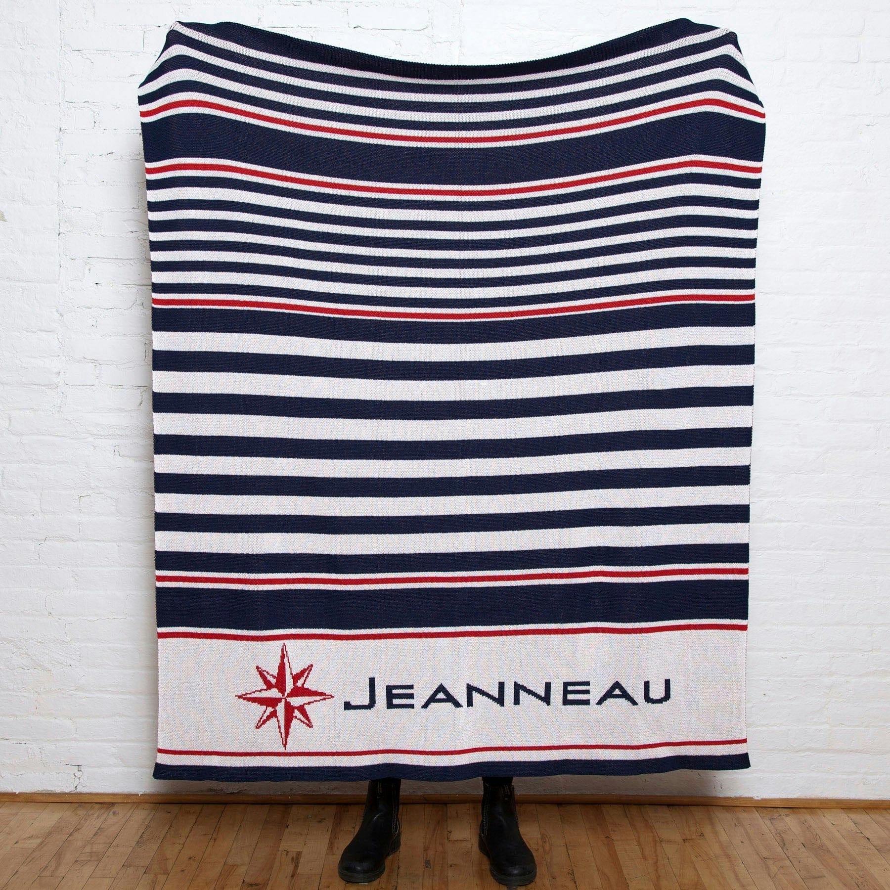 Custom Personalized Sustainable Knit Throw Blanket - Nautical Stripes