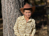 RODEO Cream Western Print  WOVEN SHIRT